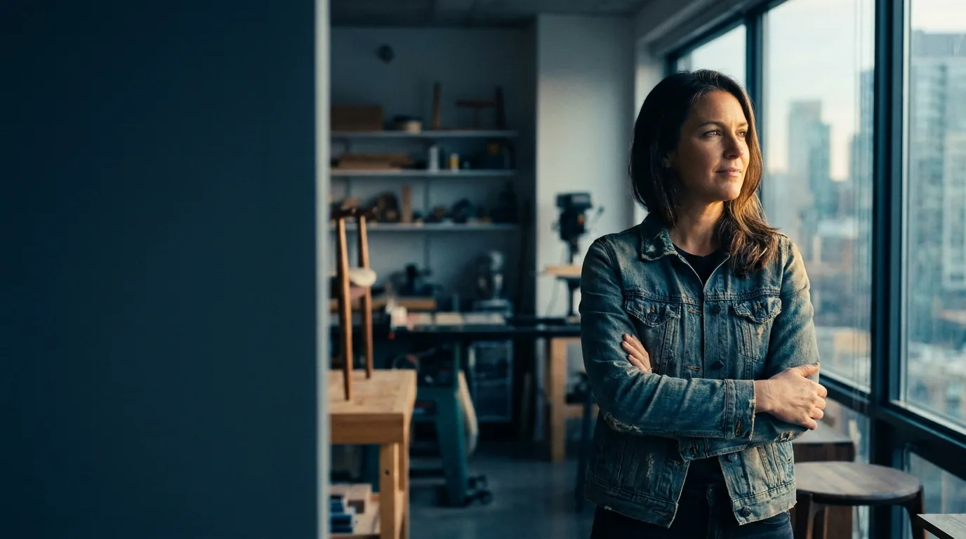 A confident small-business owner in their studio